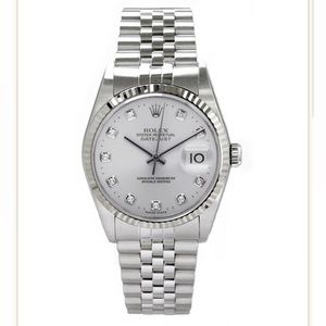 Rolex Datejust 1601 stainless steel Jubilee with silver diamond dial men’s watch